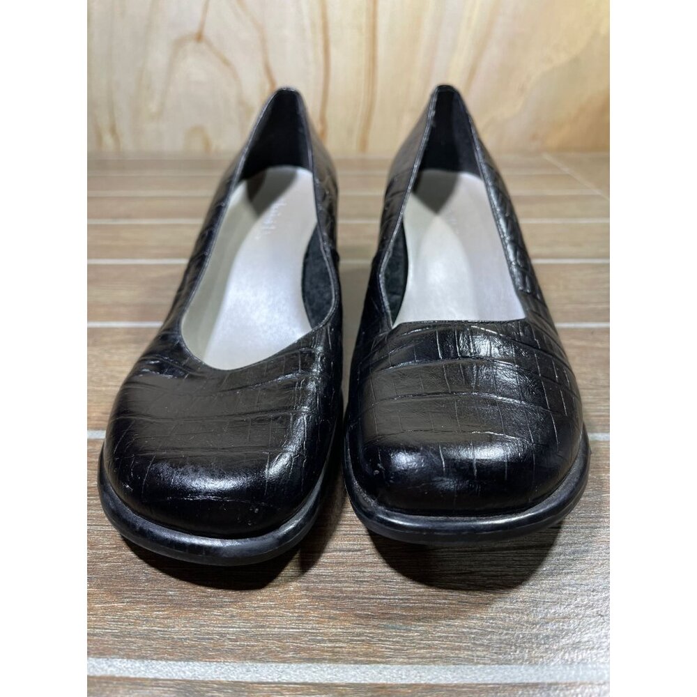 Chadwicks Black Croc-Embossed Leather Heeled Shoes Womens Size 8.5